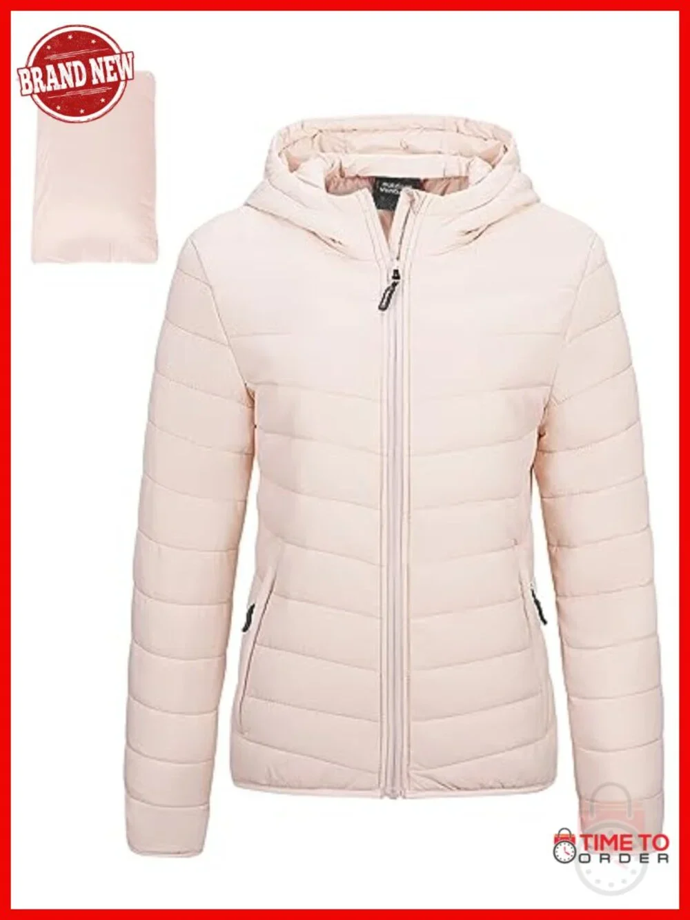 Women's Packable Lightweight Full-Zip Puffer Jacket with Hood Quilted Winter